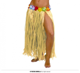 Havajská sukně s květy přírodní dlouhá