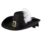 Černý mušketýrský klobouk