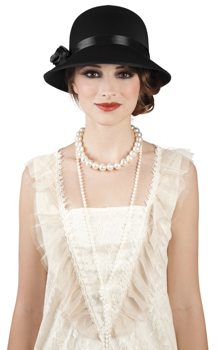 Dámský klobouk Charleston lady, černý se stužkou