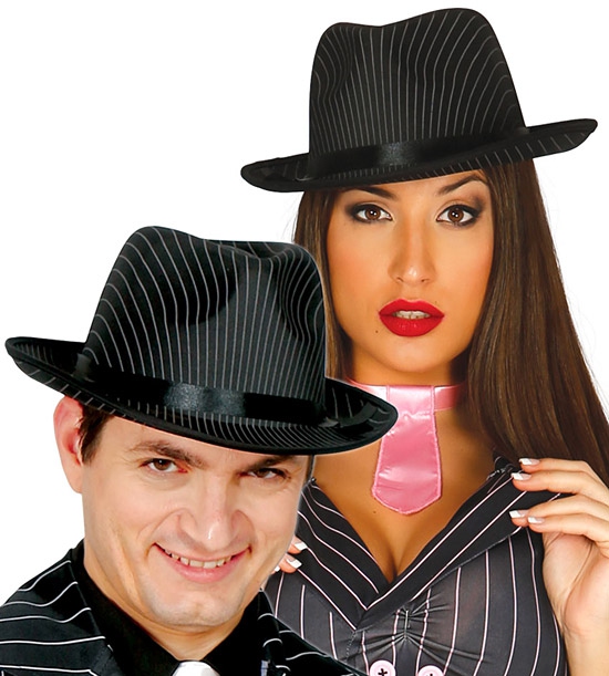 Mafián - gangsterský proužkovaný klobouk