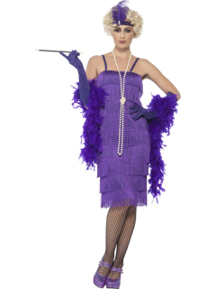 Kostým - charleston- dlouhé šaty - purpurové