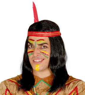 Indiánská pánská paruka s čelenkou