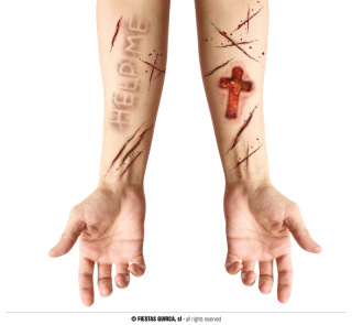 Tetování - samolepící šrámy a kříž