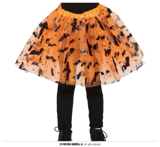 Dětská oranžová sukně s netopýry