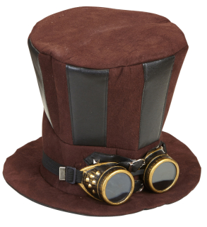 Steampukový klobouk s brýlemi