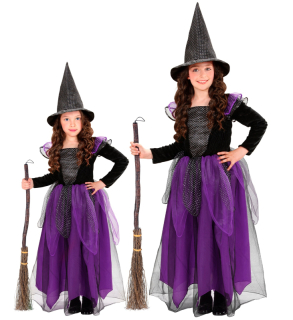 Čarodějnice fialová dlouhé šaty