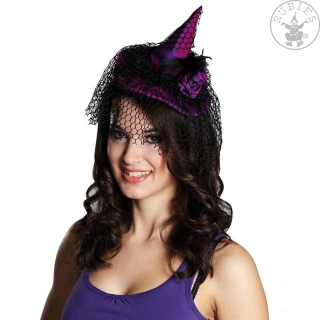 Čarodějnický klobouček s vlasovou sponou fialový