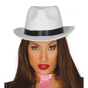 Mafián-gangsterský klobouk bílý